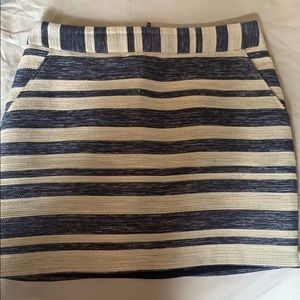 Striped blue and gray mini skirt with pockets